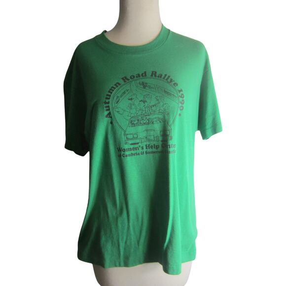 Vintage 1990 Autumn Road Rallye Women’s Help Center Green Tee Screen Stars L - Picture 2 of 8